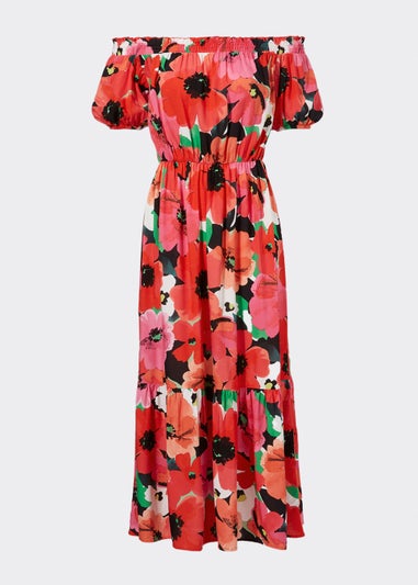 Floral Print Bardot Midi Dress
