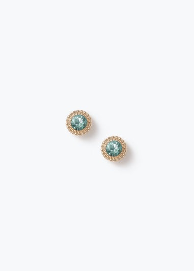 Gold Glass Stone Stud Earrings