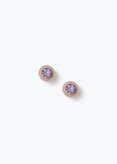 Rose Gold Glass Stone Stud Earrings