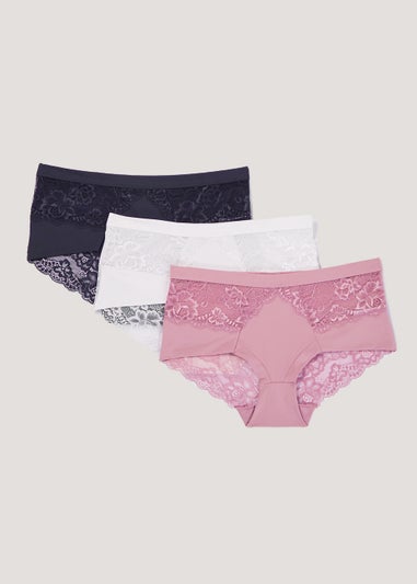 3 Pack Lace Midi Knickers