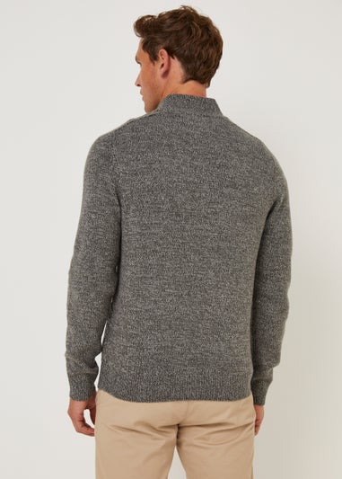 Charcoal Midweight Zip Up Cardigan