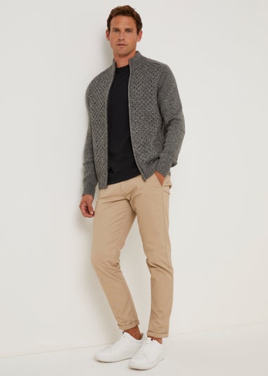 Charcoal Midweight Zip Up Cardigan