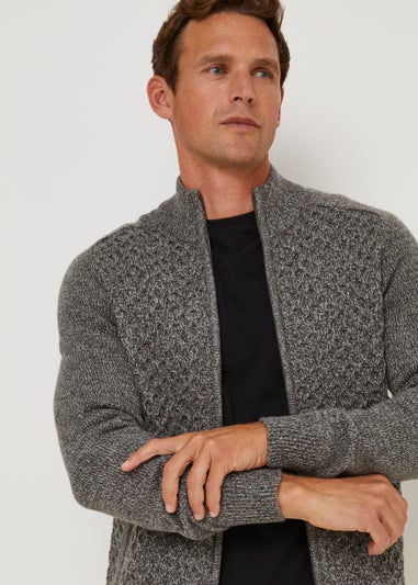 Charcoal Midweight Zip Up Cardigan