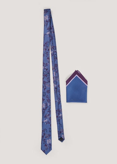 Taylor & Wright Blue Floral Tie & Pocket Square Set