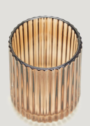 Amber Ribbed Glass Bathroom Tumbler