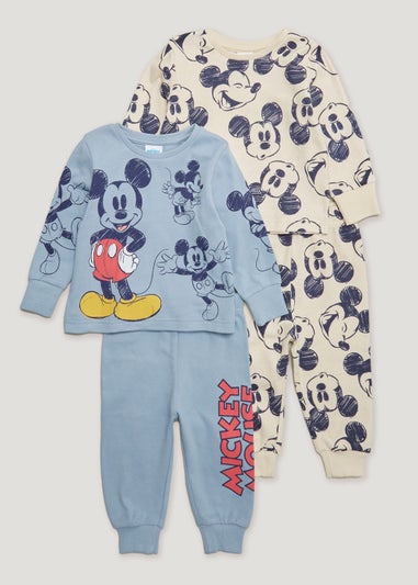 Kids 2 Pack Disney Mickey Mouse Pyjama Sets (6mths-7yrs)