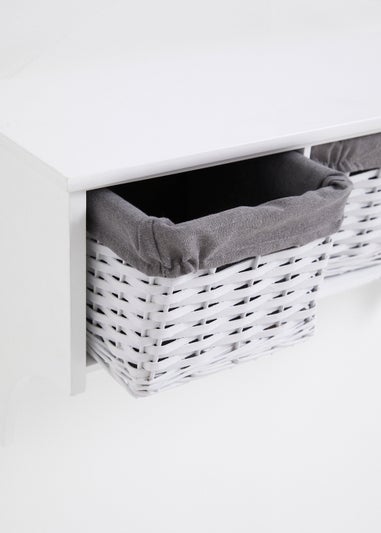 White Wall Hanging Storage Unit (75cm x 25cm x 38cm)