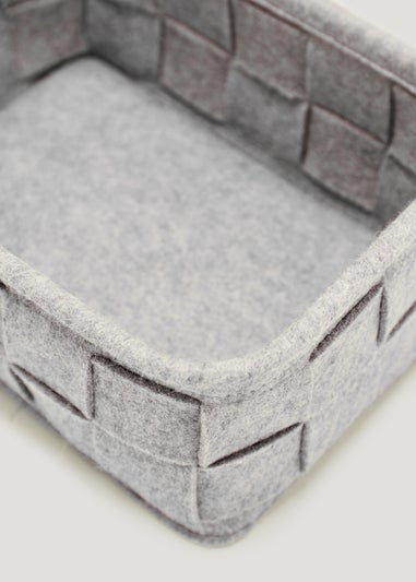 Grey Lattice Felt Deep Storage Tray (25cm x 18cm x 11cm)