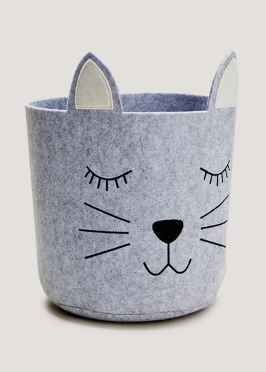 Small Cat Felt Bathroom Storage Basket (41cm x 33cm x 26cm)
