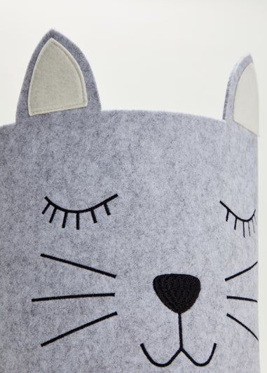 Small Cat Felt Bathroom Storage Basket (41cm x 33cm x 26cm)