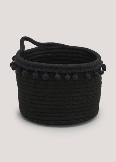 Black Pom Pom Wall Basket (17cm x 13cm)