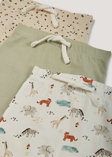 Unisex 3 Pack Plain & Animal Print Leggings (Newborn-23mths)