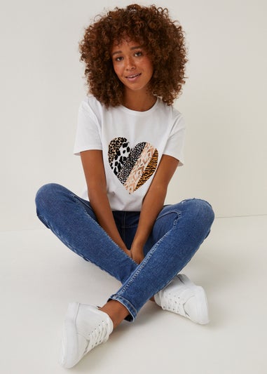 White Heart Print T-Shirt
