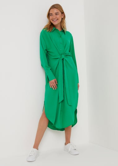 JDY Lara Green Tie Front Dress
