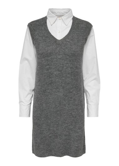 JDY Drea Grey Knitted Shirt Dress