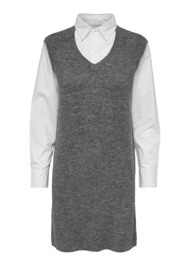 JDY Drea Grey Knitted Shirt Dress