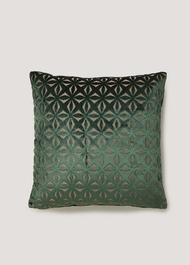 Green Velvet Cut-Out Cushion (43cm x 43cm)