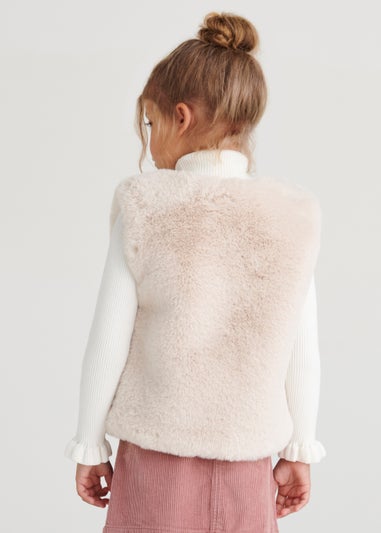 Girls Cream Faux Fur Gilet (4-13yrs)