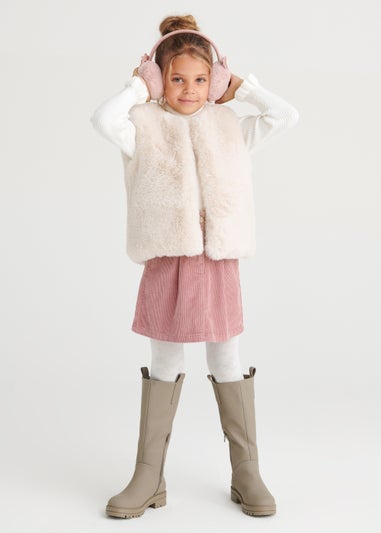 Girls Cream Faux Fur Gilet (4-13yrs)