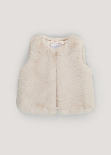 Girls Cream Faux Fur Gilet (4-13yrs)