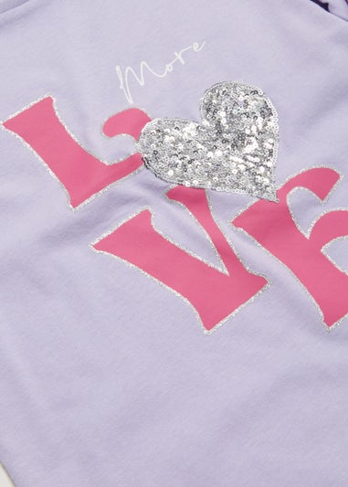 Girls Lilac Love Long Sleeve T-Shirt (4-13yrs)