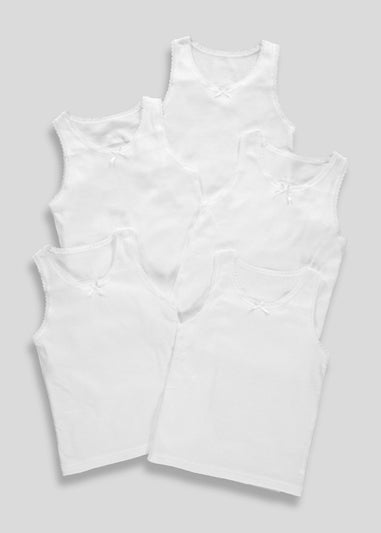 Girls 5 Pack White Vests (2-11yrs)