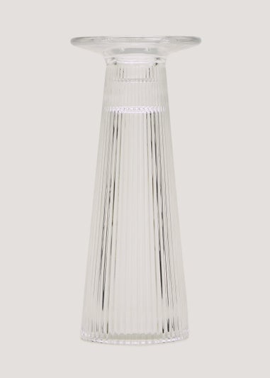 Ribbed Glass Candle Holder (16cm)