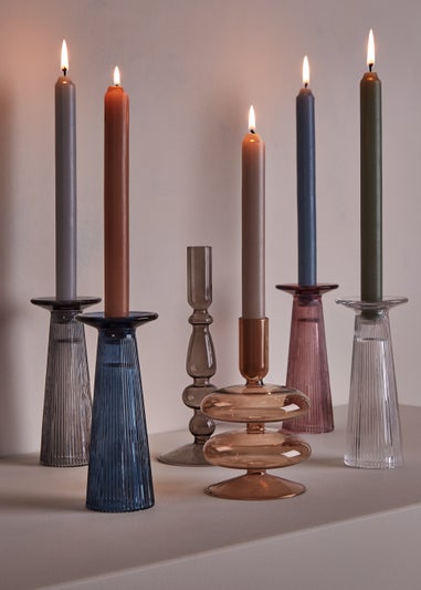 Ribbed Glass Candle Holder (16cm)