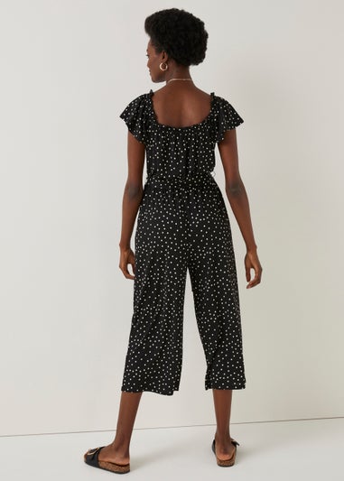 Black Spot Cropped Jumpsuit