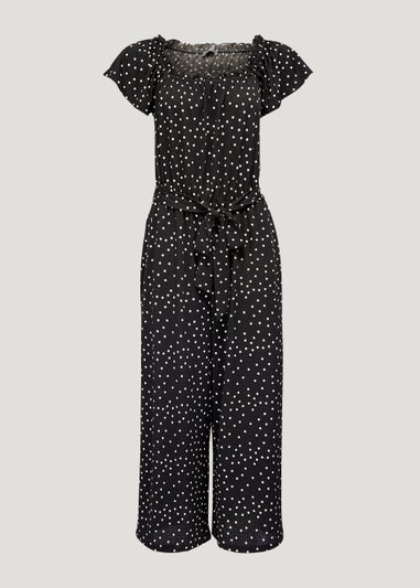 Black Spot Cropped Jumpsuit