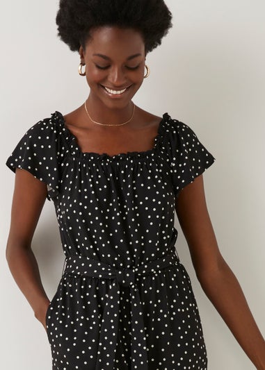 Black Spot Cropped Jumpsuit