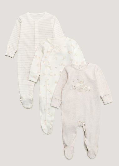 Baby 3 Pack Print Sleepsuits (Tiny Baby-18mths)