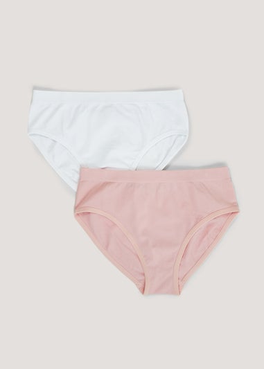 2 Pack Girls Coral & White Seam Free Knickers (6-13yrs)
