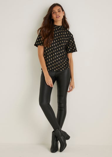 Rosie Black Coated Jeggings (Long Length)