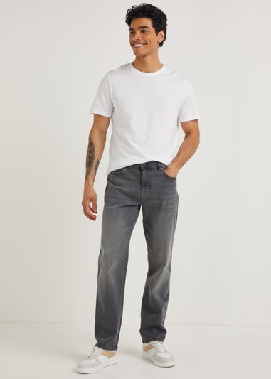 Dark Grey Straight Fit Jeans