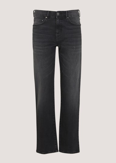 Black Wash Stretch Straight Leg Jeans