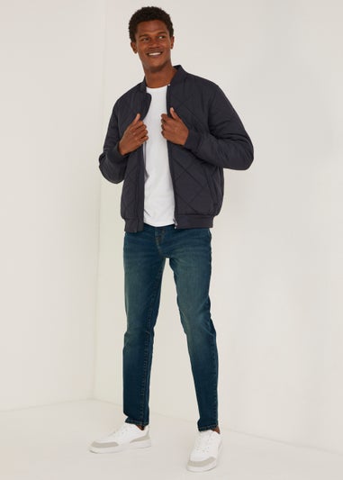 Green Wash Stretch Slim Fit Tapered Jeans