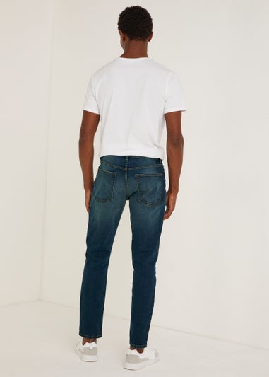 Green Wash Stretch Slim Fit Tapered Jeans