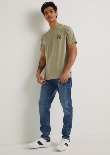 Mid Wash Slim Fit Tapered Jeans