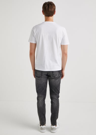 Dark Grey Wash Slim Fit Tapered Jeans