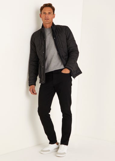 Black Stretch Slim Fit Tapered Jeans