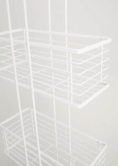 White 3 Tier Wire Storage Caddy (82cm x 13cm x 30cm)