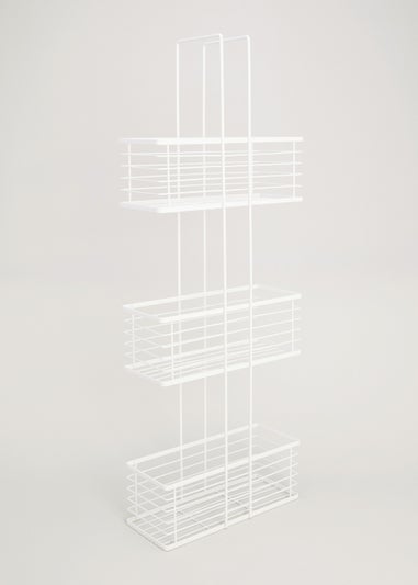 White 3 Tier Wire Storage Caddy (82cm x 13cm x 30cm)
