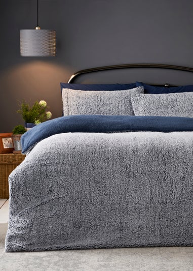 Blue Marl Teddy Fleece Duvet Cover