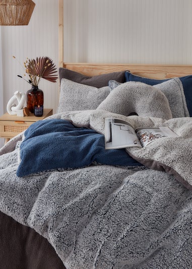 Grey Marl Teddy Fleece Duvet Cover