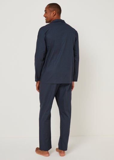 Navy Geo Woven Cotton Pyjama Set