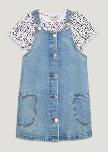 Buy Juniors Denim Pinafore Dress with Pocket Detail Online | Babyshop UAE