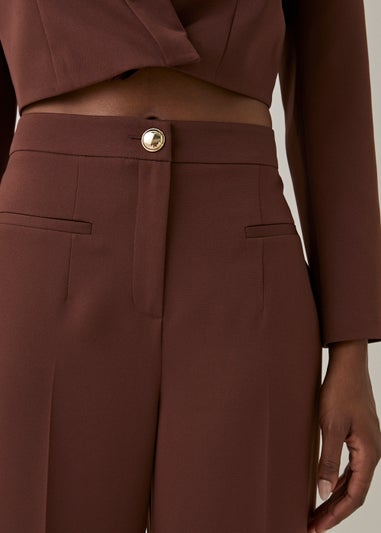 Be Beau Brown Wide Leg Puddle Trousers