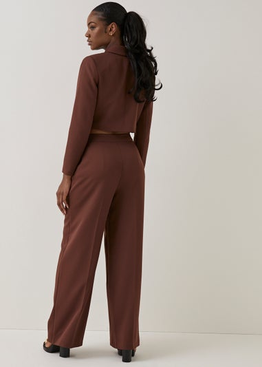 Be Beau Brown Wide Leg Puddle Trousers