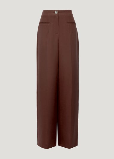Be Beau Brown Wide Leg Puddle Trousers